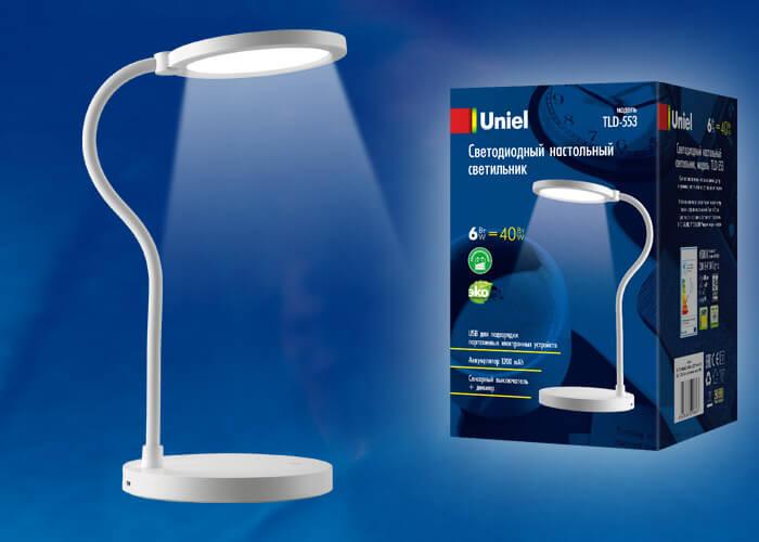 Настольная лампа TLD-553 White/LED/400Lm/4500K/Dimmer/USB