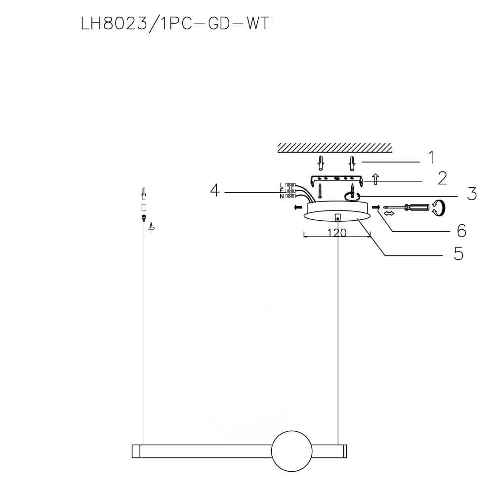 Подвесной светильник LH8023/1PC-GD-WT