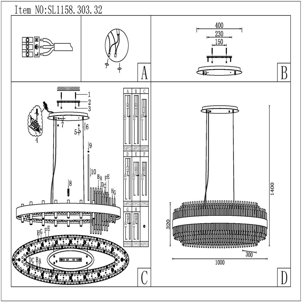 Подвесной светильник SL1158.303.32
