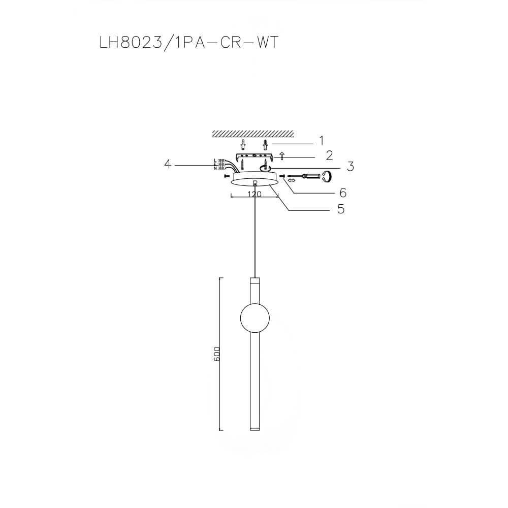 Подвесной светильник LH8023/1PA-CR-WT