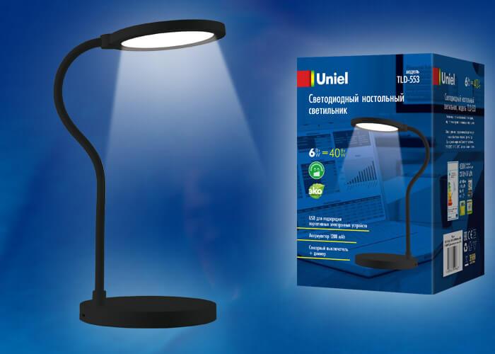 Настольная лампа TLD-553 Black/LED/400Lm/4500K/Dimmer/USB