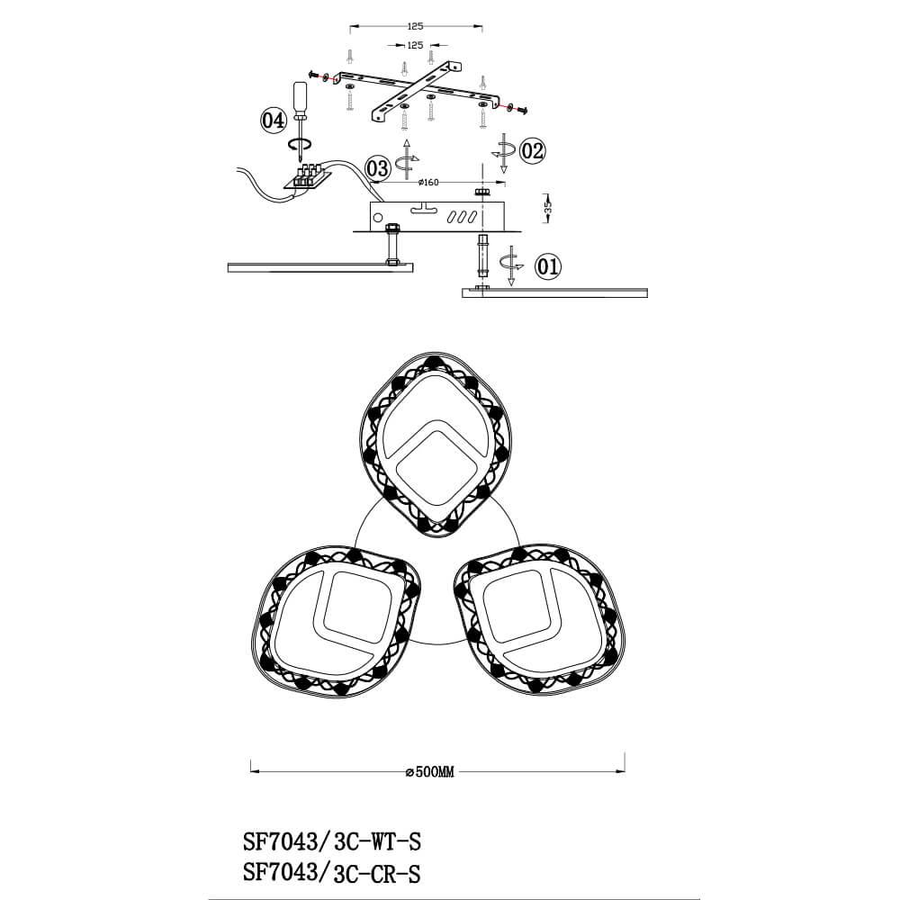 Потолочный светильник SF7043/3C-CR-S