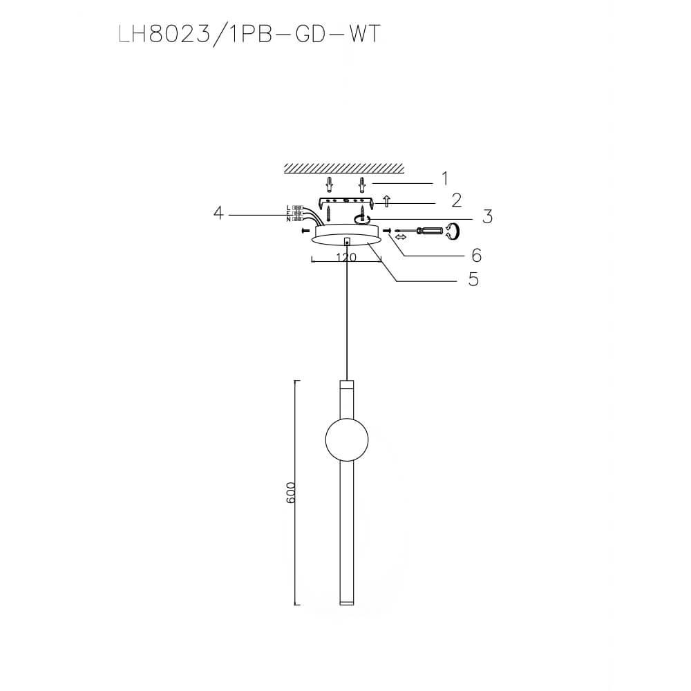 Подвесной светильник LH8023/1PB-GD-WT