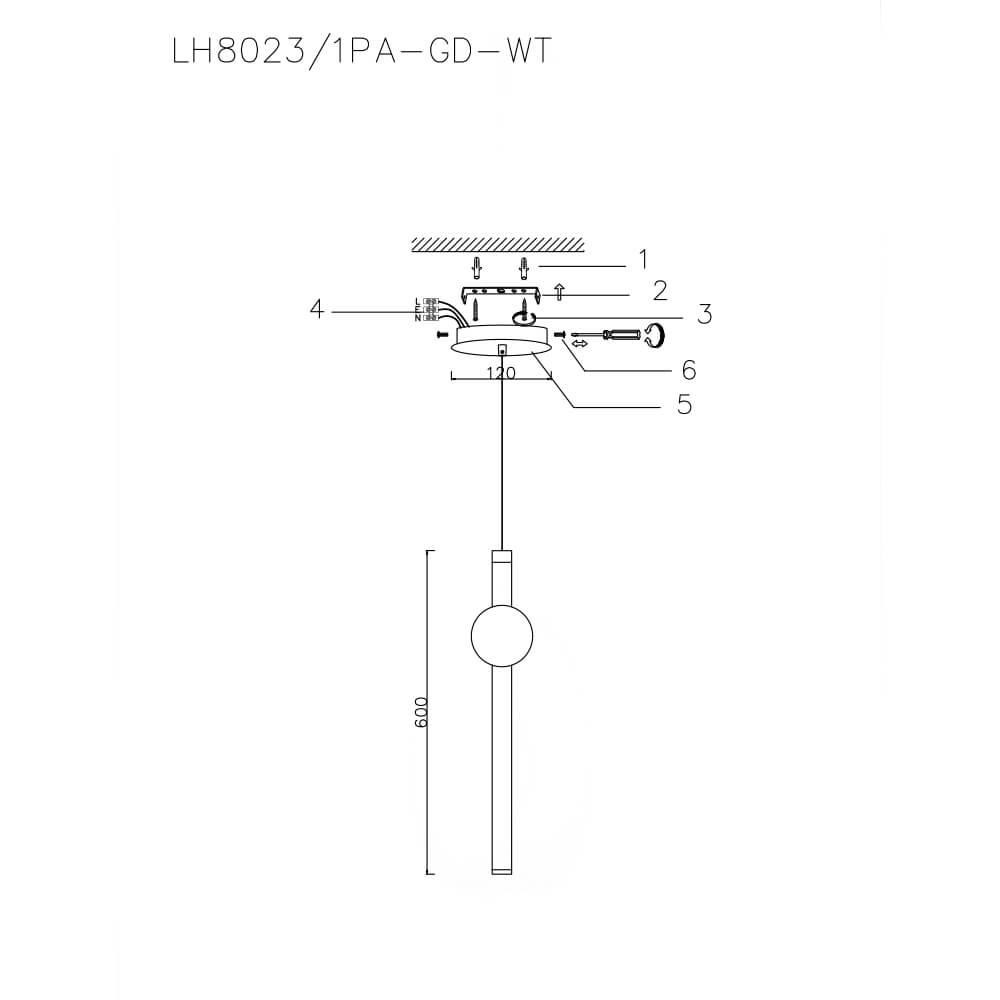 Подвесной светильник LH8023/1PA-GD-WT