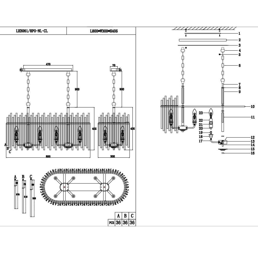Люстра LH3061/8PO-NL-CL
