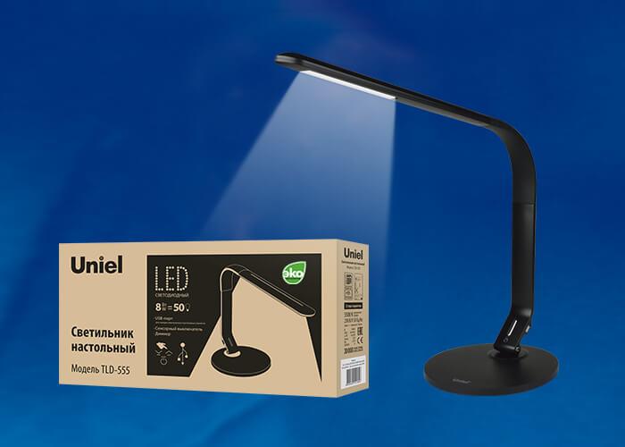 Настольная лампа TLD-555 Black/LED/500Lm/5500K/Dimmer/USB