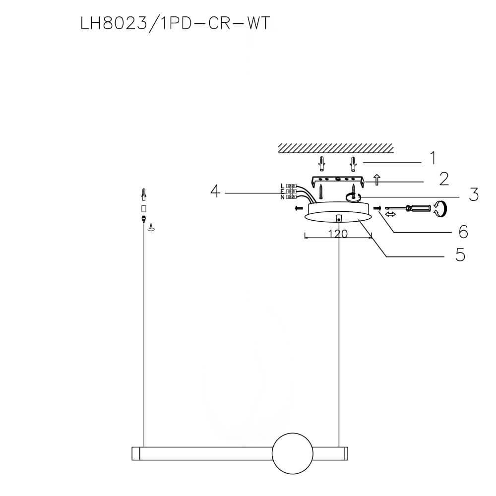 Подвесной светильник LH8023/1PD-CR-WT