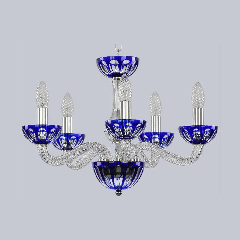 Люстра 1309/5/165 Ni Cl/Clear-Blue/H-1H