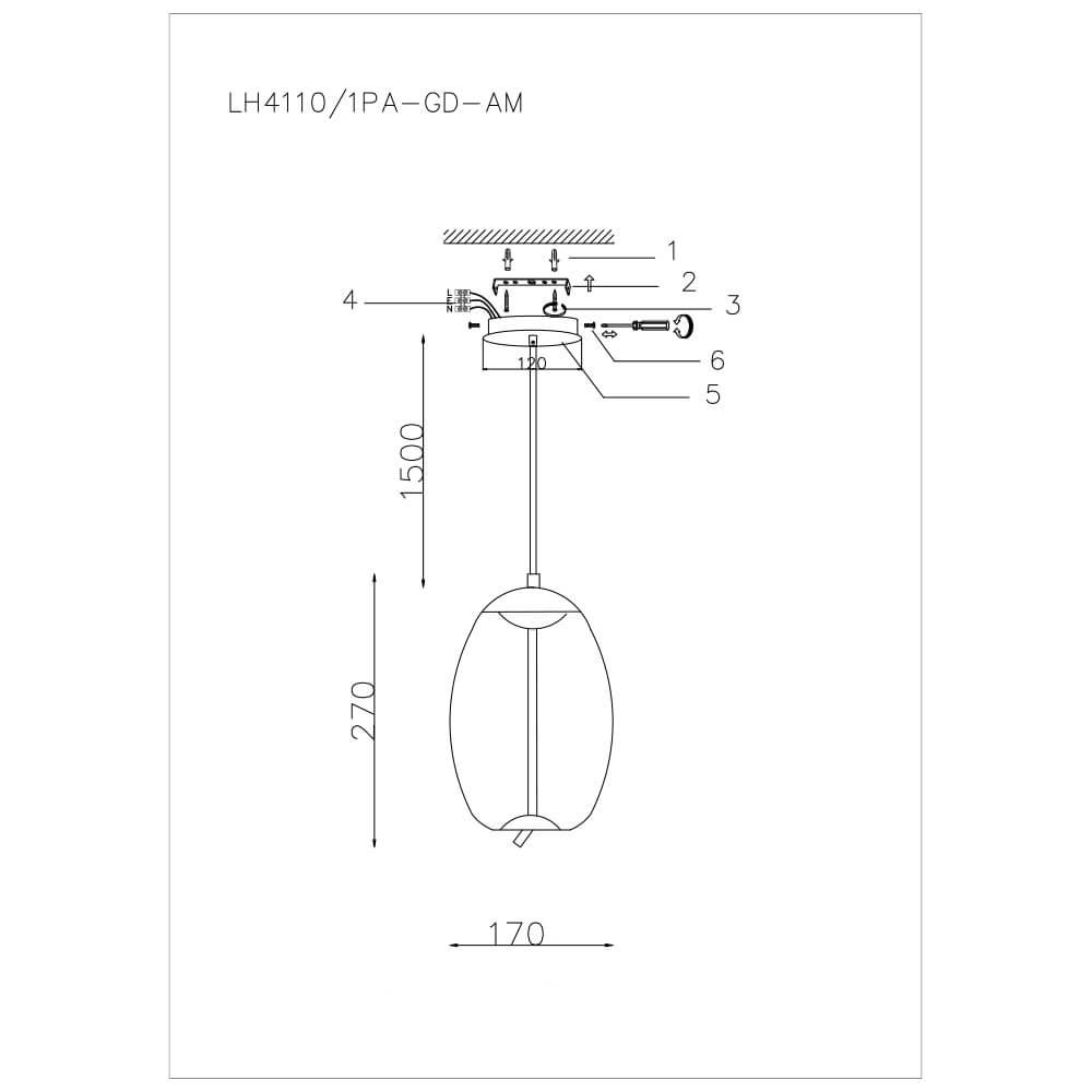Подвесной светильник LH4110/1PA-GD-AM