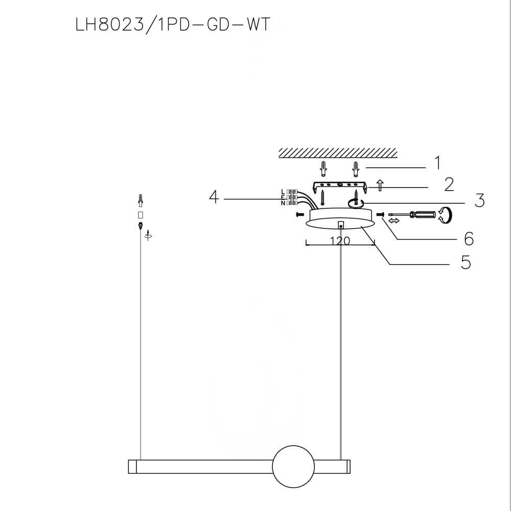 Подвесной светильник LH8023/1PD-GD-WT