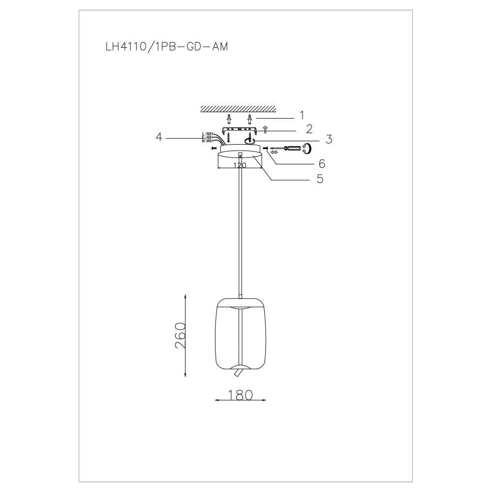 Подвесной светильник LH4110/1PB-GD-AM