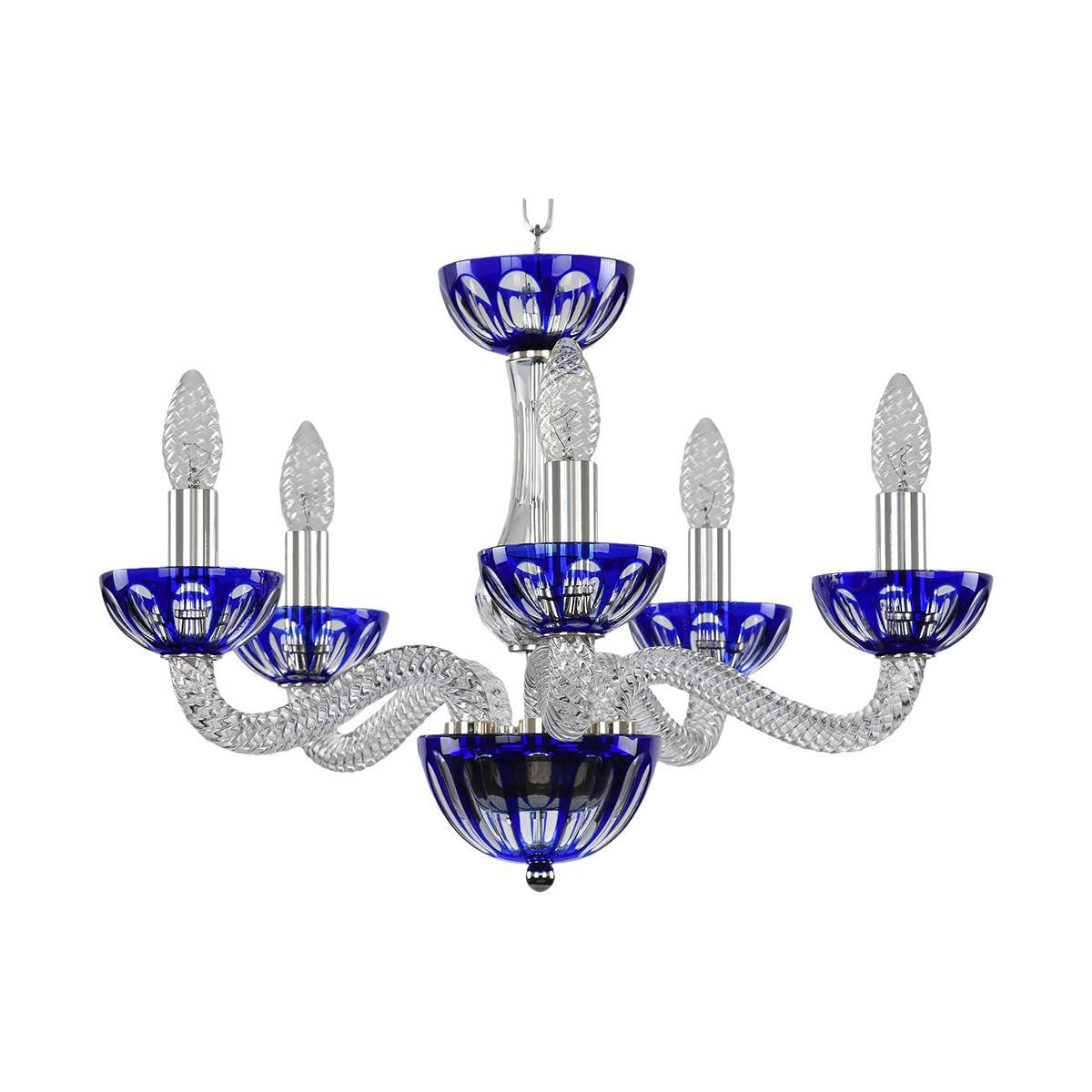 Люстра 1309/5/165 Ni Cl/Clear-Blue/H-1H