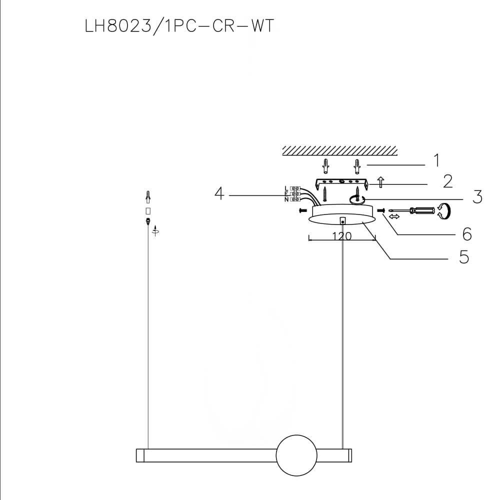 Подвесной светильник LH8023/1PC-CR-WT