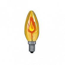 Лампа накаливания мерцающая Е14 3W свеча желтая 53002