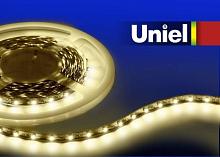 Светодиодная лента Uniel (04901) 3M теплый белый 14.4W ULS-3528-60LED/m-8mm-IP20-DC12V-4,8W/m-3M-WW