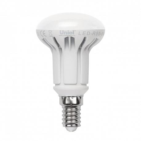 Лампа светодиодная рефлекторная (UL-00000934) Uniel E14 6W 4500K матовая LED-R50-6W/NW/E14/FR/DIM PLP01WH
