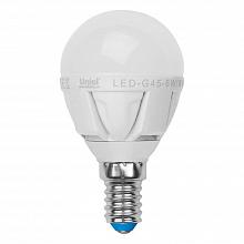Лампа светодиодная Uniel E14 6W 3000K матовая LED-G45-6W/WW/E14/FR ALP01WH 07905