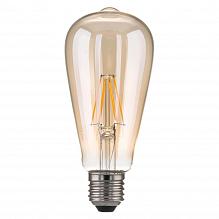 Лампа светодиодная филаментная Elektrostandard E27 6W 3300K прозрачная 4690389100994