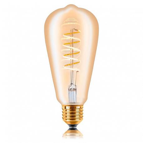 Лампа светодиодная филаментная диммируемая E27 5W 2200K золотая 056-977