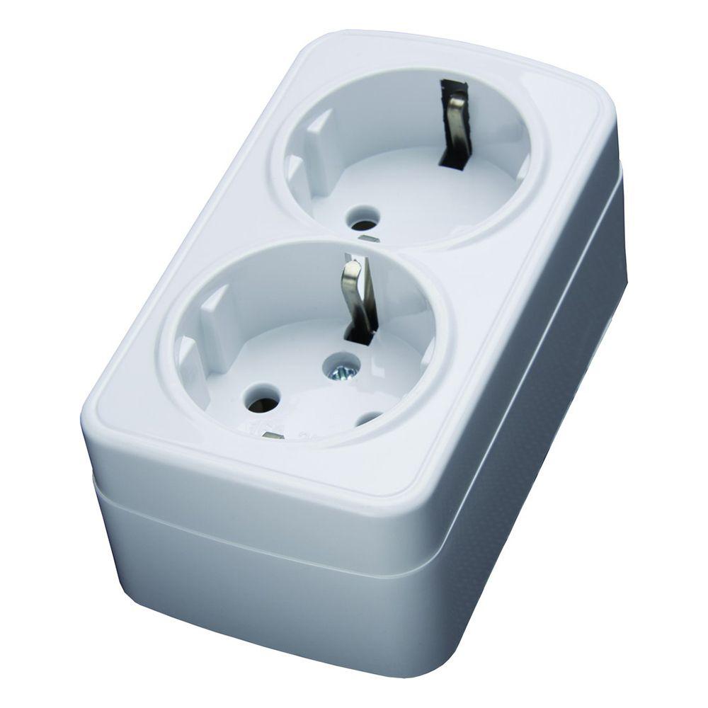 Электротовар Розетка двойная Stekker с / з 16A 250V белый PST1650220 39034 белый пластик
