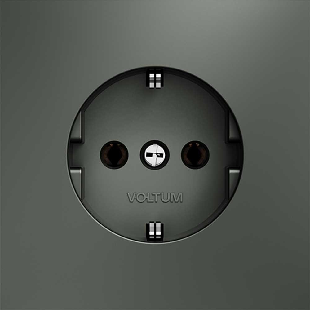 Электротовар Розетка встраиваемая Voltum S70 с заземлением 16А, (титан) VLS040106 пластик