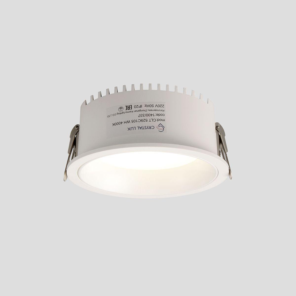 Светильник Встраиваемый светодиодный светильник Crystal Lux CLT 529C105 WH белый пластик