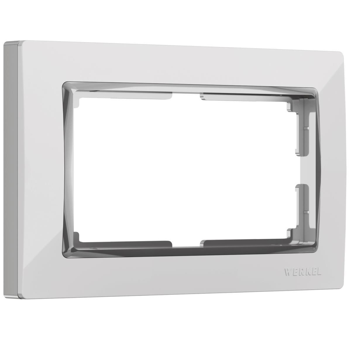 Электротовар Рамка для двойной розетки Werkel Snabb белый / хром W0081901 4690389161063 хром пластик