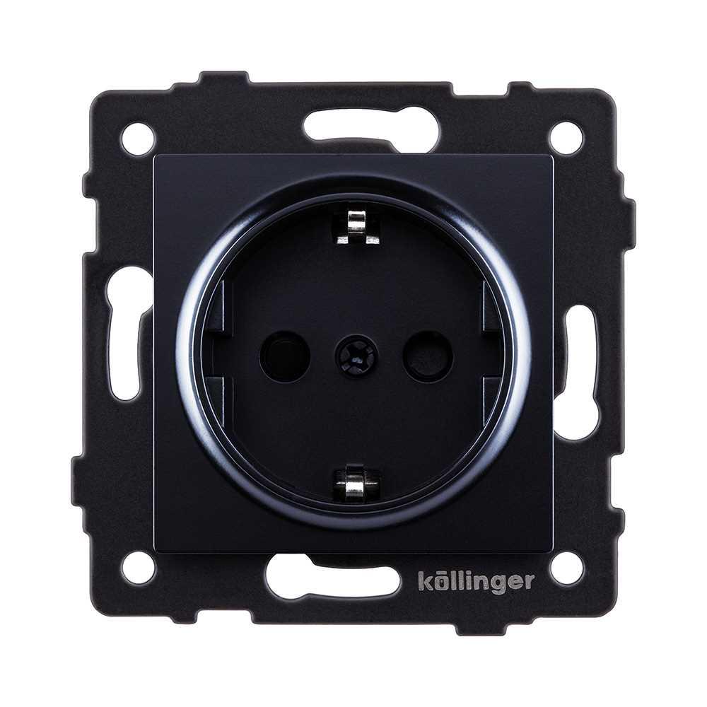 Электротовар Розетка штепсельная SCHUKO 16A / 250 В, черный Kollinger REA-002BK для Aspekt,… черный