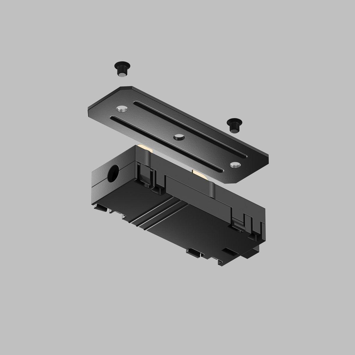 Трековые систем Прямой соединитель для шинопровода Denkirs Smart Base TR2101-BK черный металл
