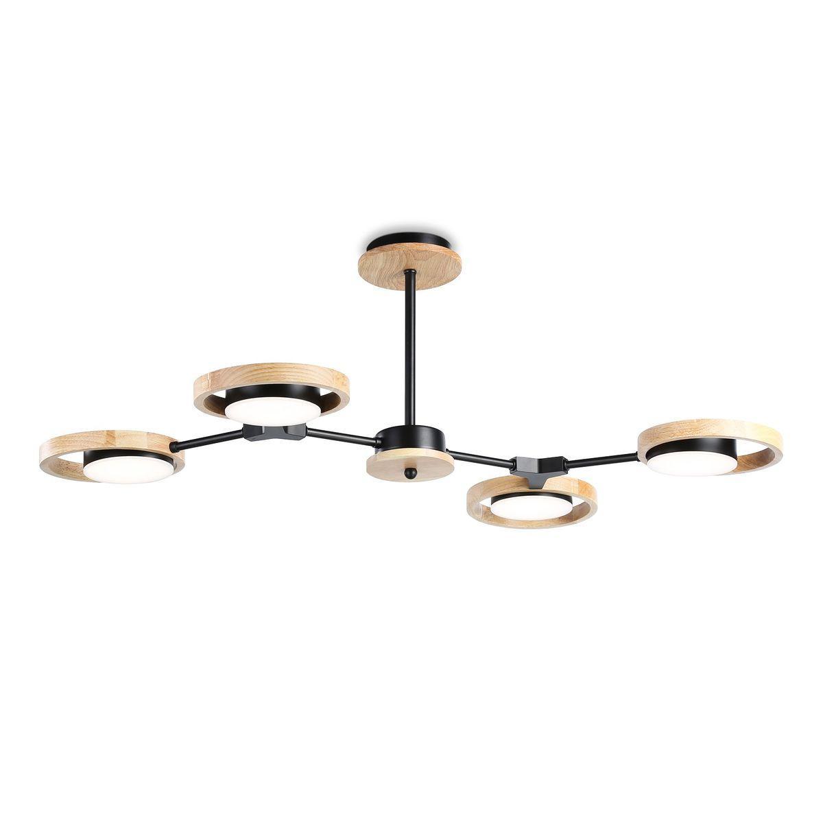 Люстры на штанге Потолочная светодиодная люстра Ambrella light Comfort LineTech в скандинавском стиле коричневый дерево / шпон