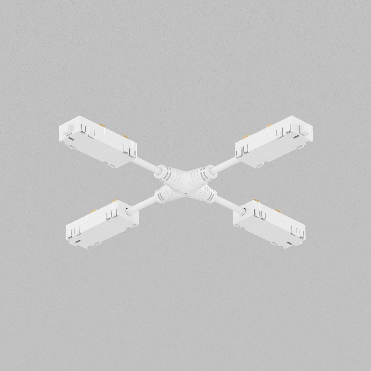 Трековые систем Коннектор X-образный гибкий Denkirs Smart Hide TR2116-WH белый пластик