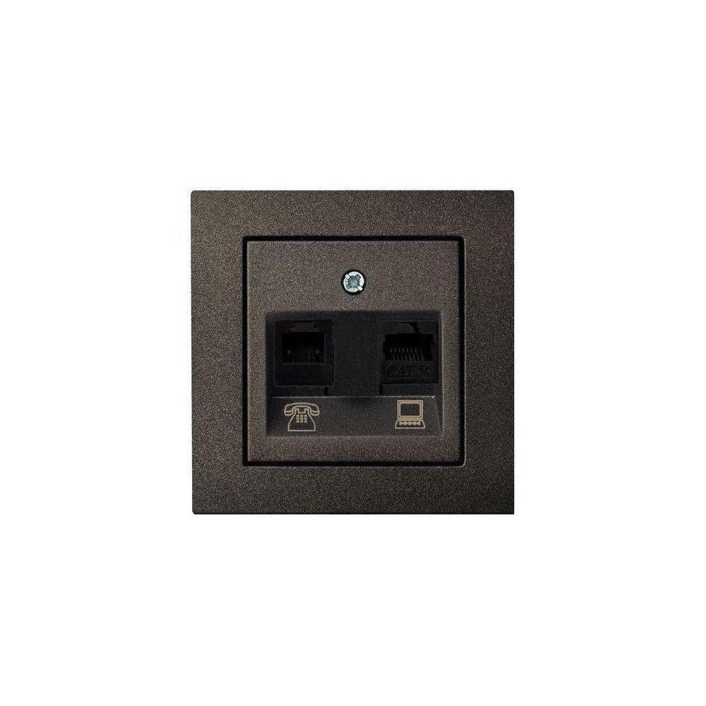 Электротовар Розетка RJ45 / RJ11 Liregus Epsilon антрацит 28-115 серый пластик