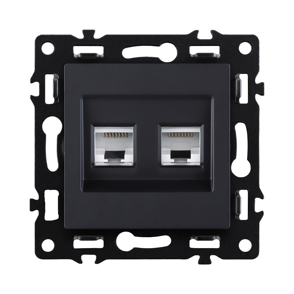 Электротовар Розетка двойная Ethernet RJ45 Cat.6, черный Kollinger Asthetik AS-018BK черный