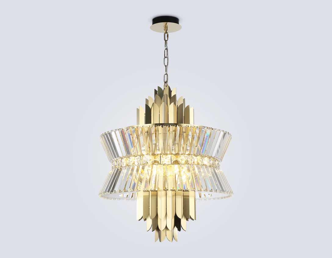 Люстры на штанге Люстра с хрусталем Ambrella light High Light прозрачный металл