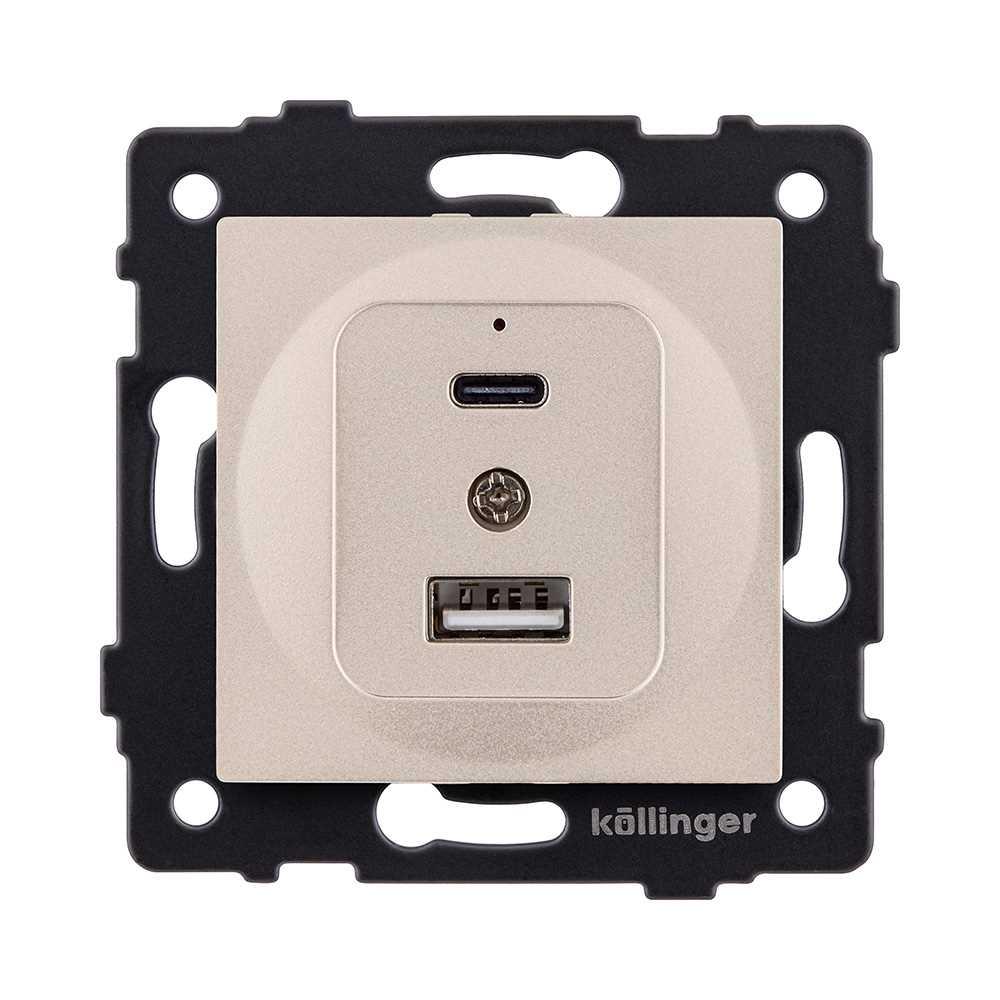 Электротовар Розетка USB A+C 20W, золотой Kollinger REA-037GD для Aspekt, Eleganz, Reflex золото