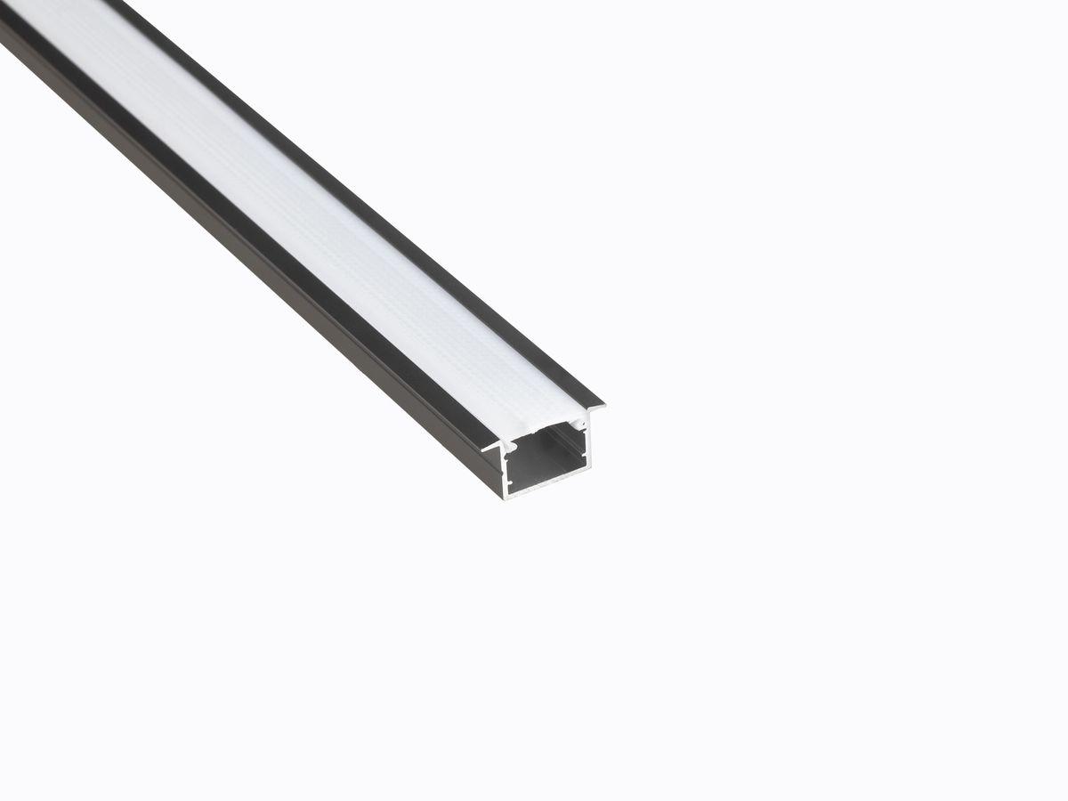 Светодиодные лент Профиль врезной LEDS POWER СПВ17-2412 алюм. черный с призм.рассеивателем 2м черный металл