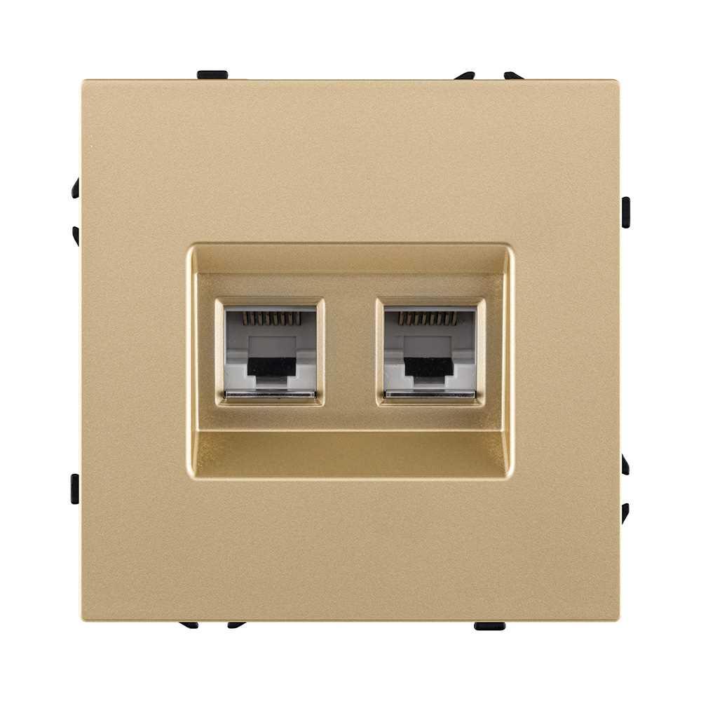 Электротовар Розетка двойная Ethernet RJ45 Cat.6, золотой Kollinger Eclipse EC-018GD золото