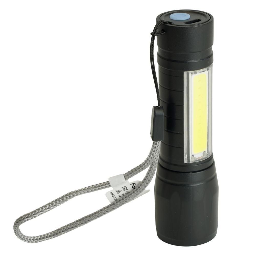 Уличное освещение Фонарь ручной Feron TH2408 с аккумулятором USB ZOOM 51118 черный пластик