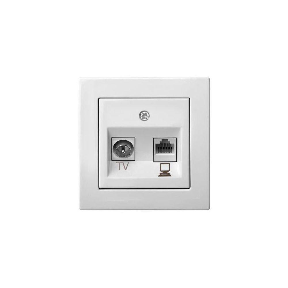 Электротовар Розетка RJ45 / TV Liregus Epsilon белый 28-023 белый пластик