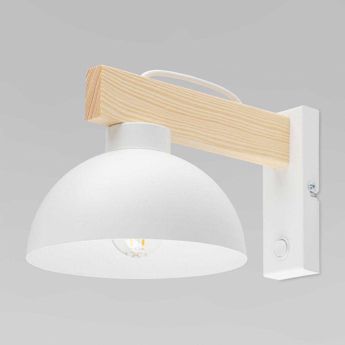 Бра с 1 плафоном Бра TK Lighting в скандинавском стиле белый дерево / шпон
