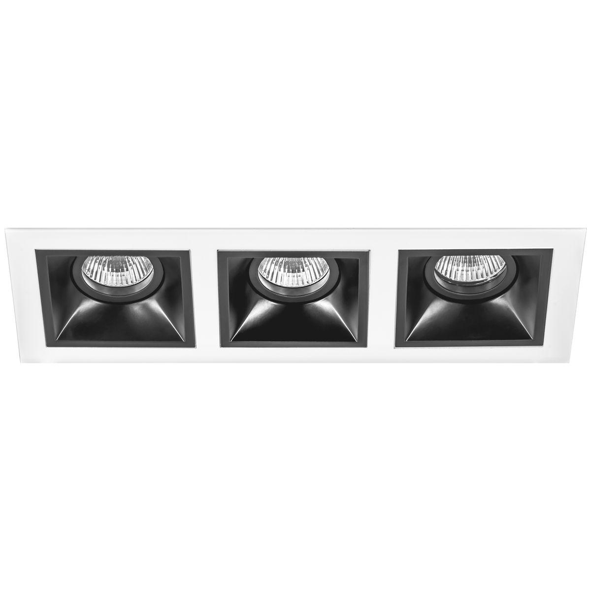 Светильник Комплект из светильников и рамки Lightstar Domino Quadro (214536+214507+214507+214507) черный металл