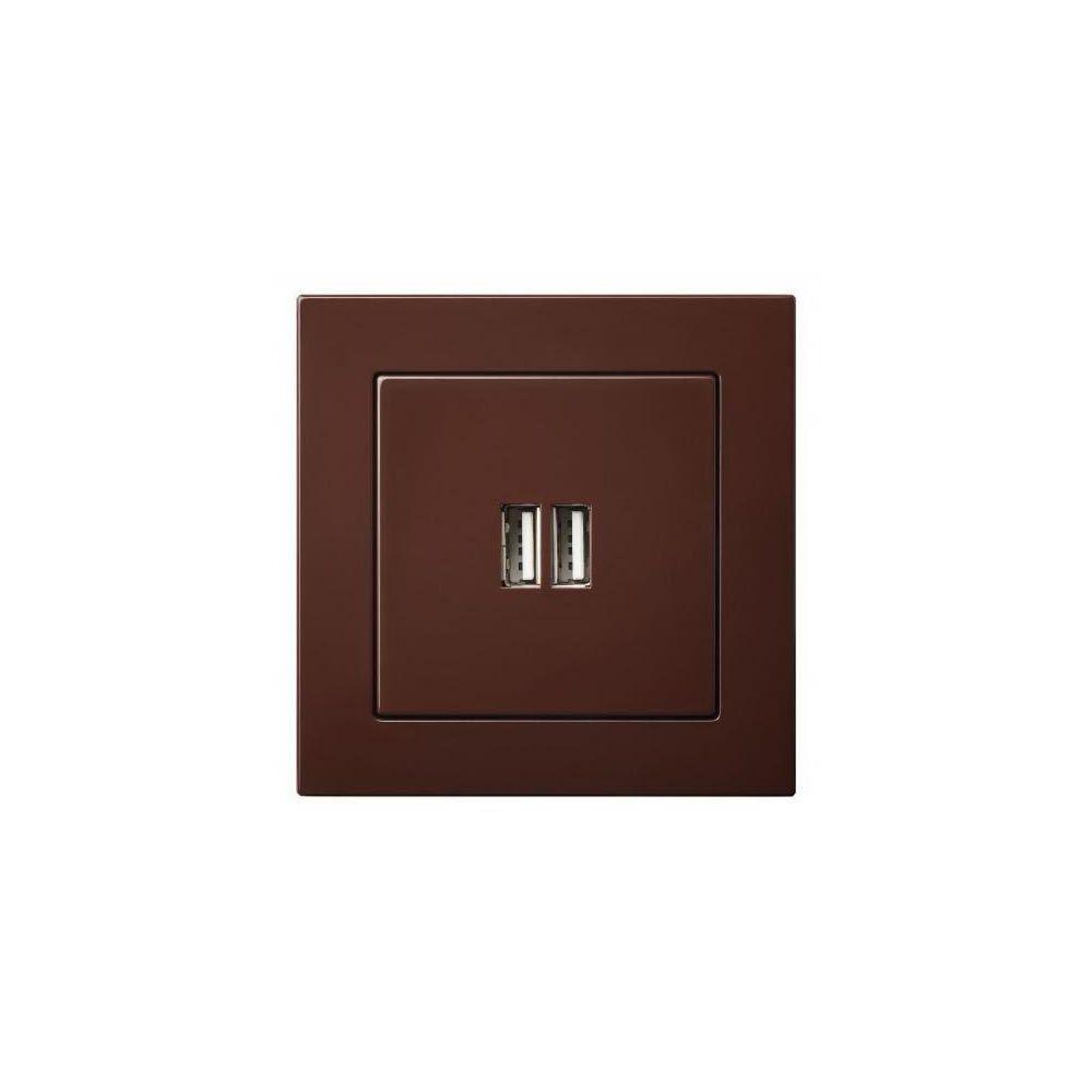 Электротовар Розетка 2xUSB Liregus Epsilon коричневый 28-1453 коричневый пластик