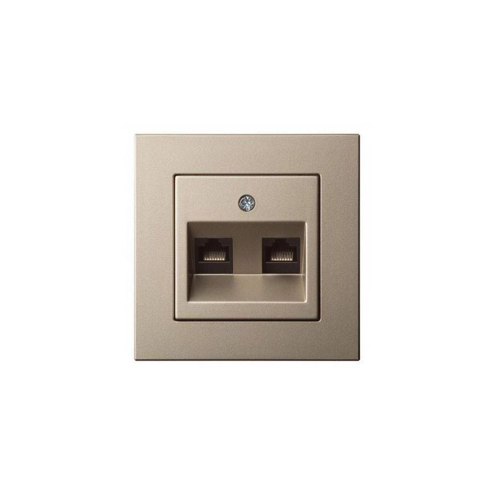 Электротовар Розетка 2хRJ45 Liregus Epsilon шампань 28-3162 желтый пластик