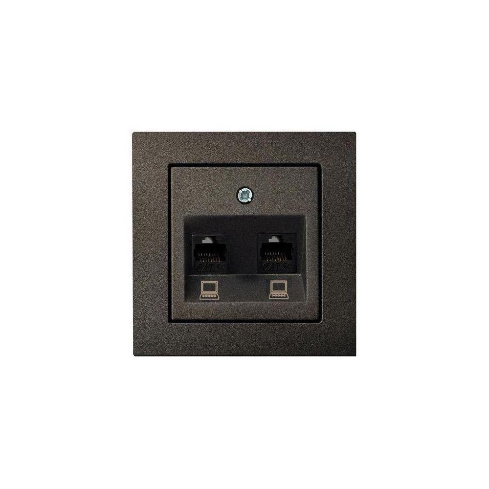Электротовар Розетка 2хRJ45 Liregus Epsilon антрацит 28-1151 серый пластик