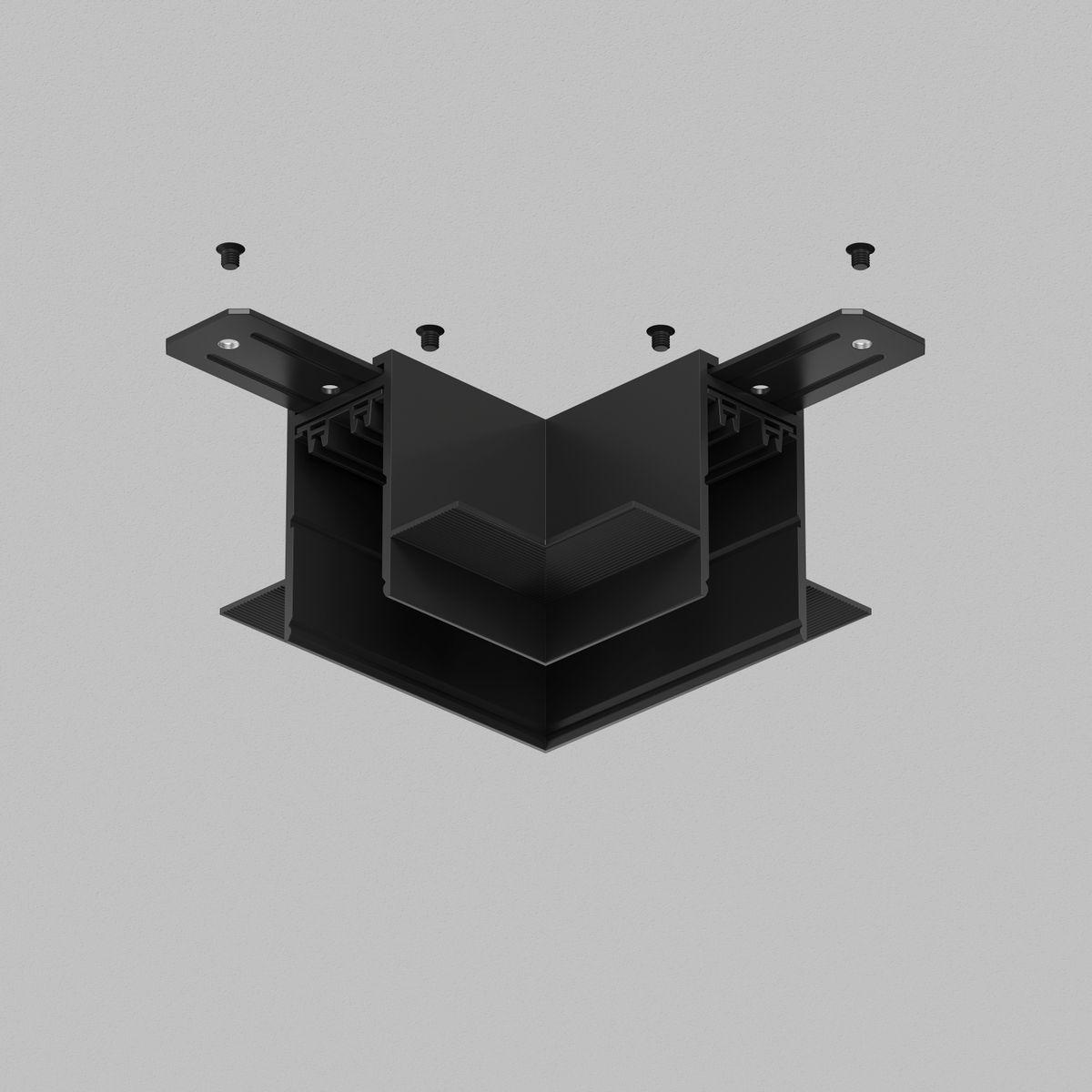 Трековые систем Коннектор L-образный потолок-потолок Denkirs Smart Hide TR2112-BK черный металл