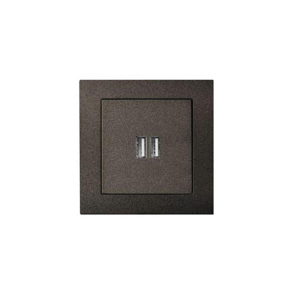 Электротовар Розетка 2xUSB Liregus Epsilon антрацит 28-1136 серый пластик