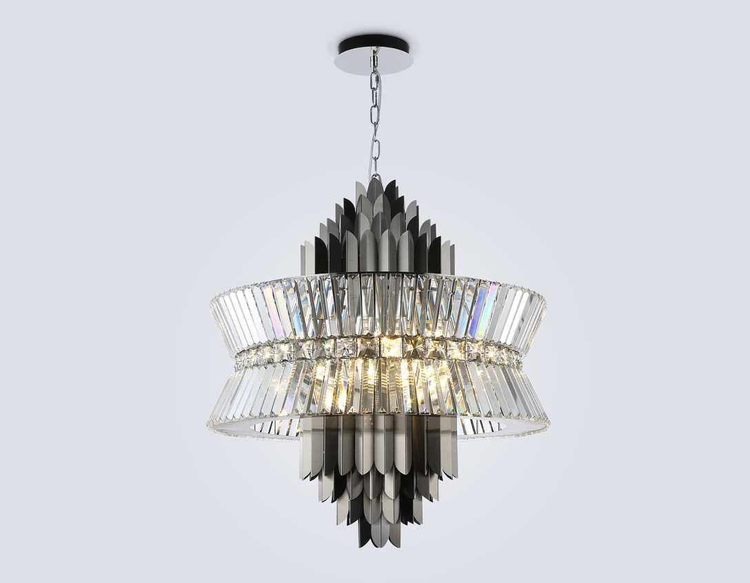 Люстры на штанге Люстра с хрусталем Ambrella light High Light прозрачный металл