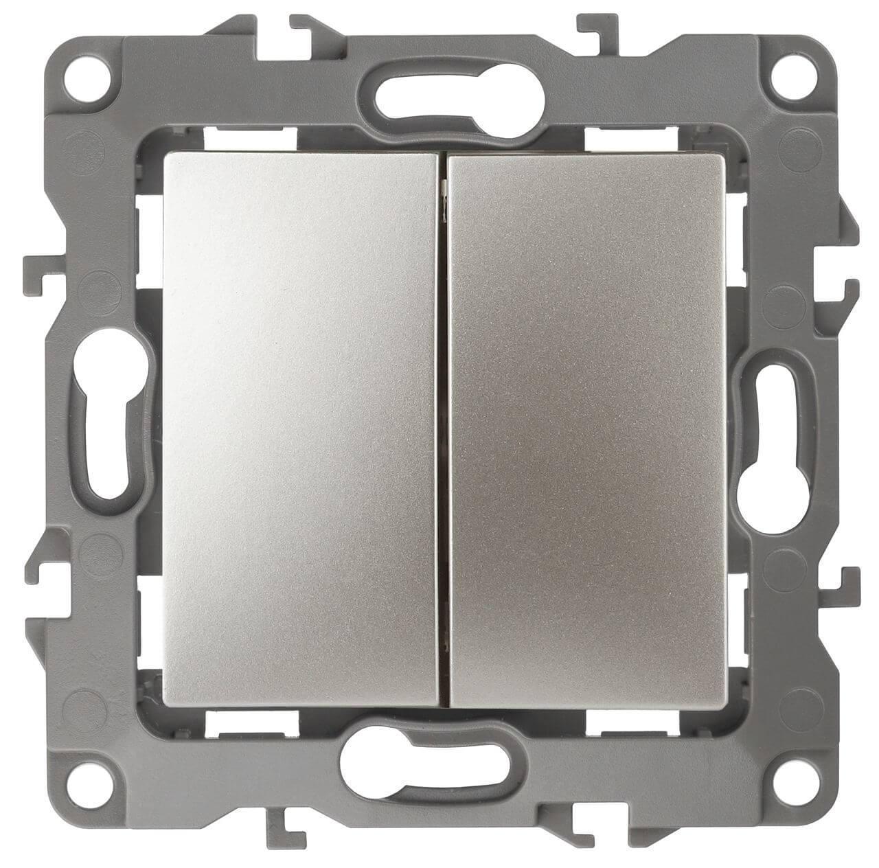 Электротовар Выключатель двухклавишный ЭРА 12 10AX 250V 12-1104-04 Б0014648, Желтый желтый пластиковые — главное фото