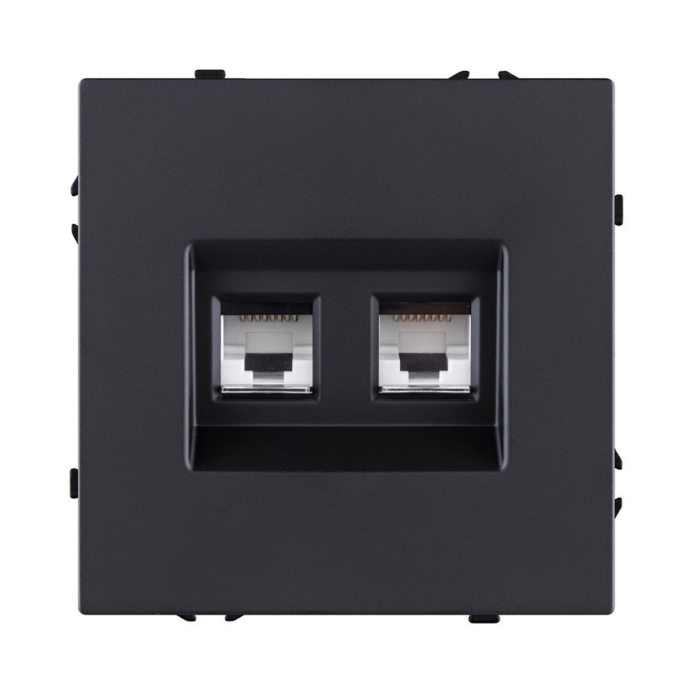 Электротовар Розетка двойная Ethernet RJ45 Cat.6, черный матовый Kollinger Eclipse EC-018BK черный
