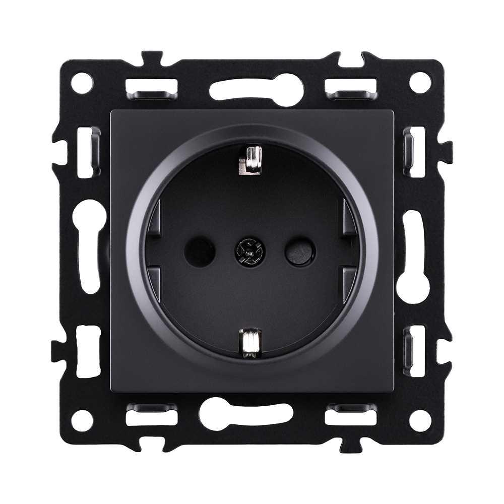 Электротовар Розетка штепсельная SCHUKO 16A / 250 В, черный Kollinger Asthetik AS-014BK черный